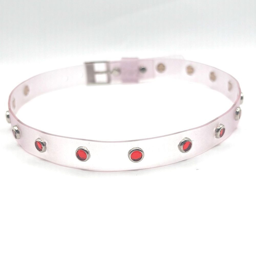 Pink Punk Choker Necklace with Red Accents